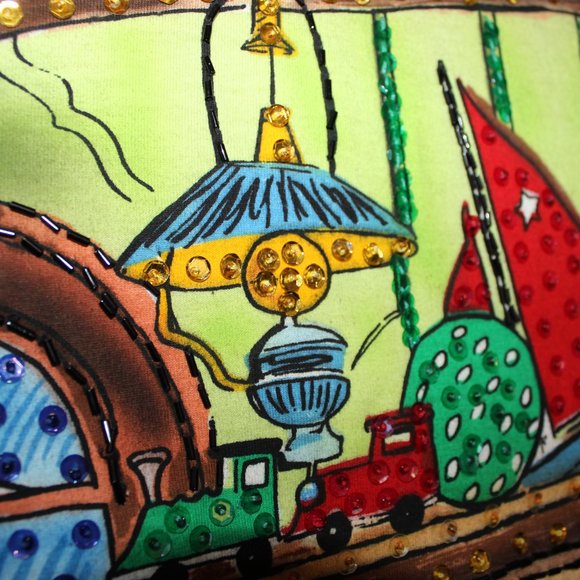 vintage 90s Disney by Joujou Christmas beaded sequin t-shirt Mickey's Workshop - Picture 8 of 16